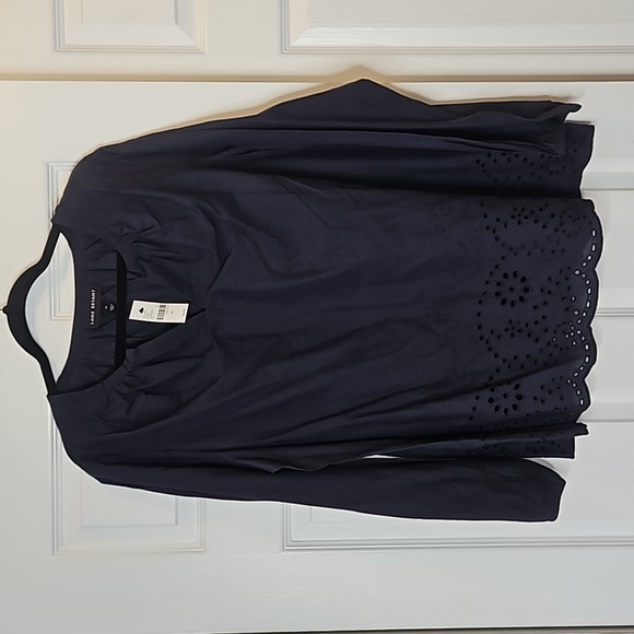 Lane Bryant Eyelet Trimmed Peasant Top - Picture 2 of 8